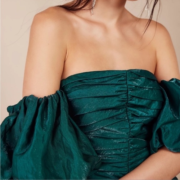 SHONA JOY x Free People Rosemary Green Ruched Miramare Mini Dress - Picture 4 of 12